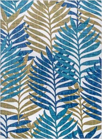 Blue Skyler Tropical Leaves Indoor/Outdoor Rug swatch