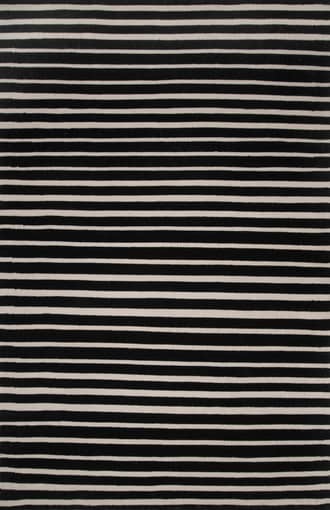 Black Wool Striped Rug swatch