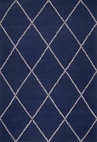 Navy 5' x 8' Dotted Diamond Trellis Nursery Rug swatch