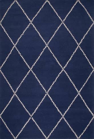 Navy Dotted Diamond Trellis Nursery Rug swatch