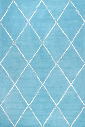Aqua 5' x 8' Dotted Diamond Trellis Nursery Rug swatch