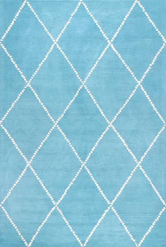 Aqua Dotted Diamond Trellis Nursery Rug swatch