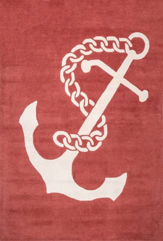 Rust Nautical Anchor Rug swatch