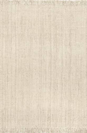 Off White 5' x 7' 6" Chunky Jute Tasseled Rug swatch