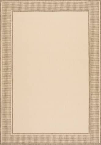 Beige 2' x 3' Monochrome Bordered Indoor/Outdoor Rug swatch