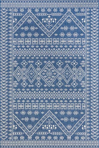 Blue Diamond Bordered Indoor/Outdoor Rug swatch