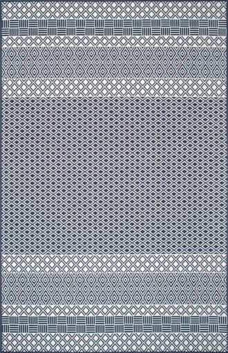 Blue Striped Lattice Indoor/Outdoor Rug swatch