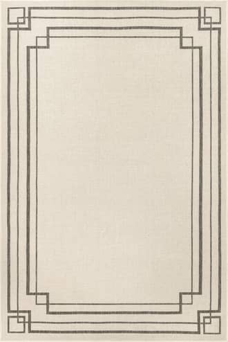 Ivory 6' 7" x 9' Modern Bordered Indoor/Outdoor Rug swatch