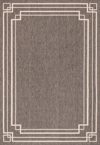 Grey 6' 7" x 9' Modern Bordered Indoor/Outdoor Rug swatch