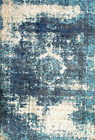 Blue 2' 8" x 12' Distressed Foggy Medallion Rug swatch