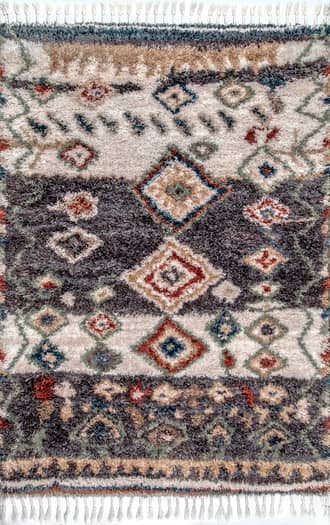 Grey 10' x 14' Moroccan Diamond Shag With Tassels Rug swatch