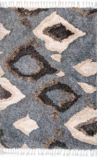 Gray Abstract Iris Shag with Tassel Rug swatch