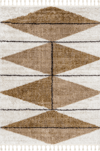 Light Brown 2' 8" x 8' Alexia Diamond Tasseled Rug swatch