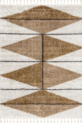 Light Brown 7' 10" x 10' Alexia Diamond Tasseled Rug swatch