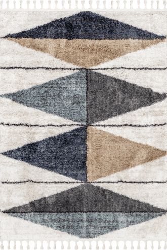 Blue 2' 8" x 8' Alexia Diamond Tasseled Rug swatch