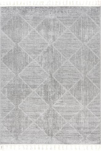 Light Grey 6' Shafali Tiled Trellis Rug swatch