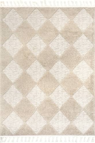 Beige Aylin Diamond Tasseled Rug swatch