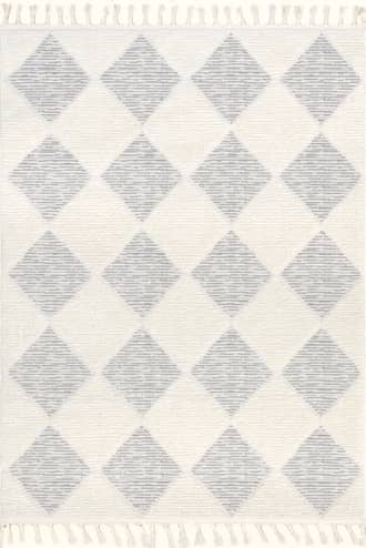 Off White 4' x 6' Aylin Diamond Tasseled Rug swatch