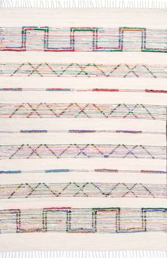 Striated Geometric With Tassels Rug primary image