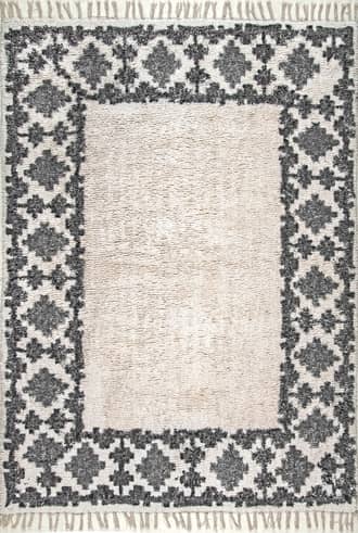 Fuzzy Diamond Border Tassel Flatweave Rug primary image