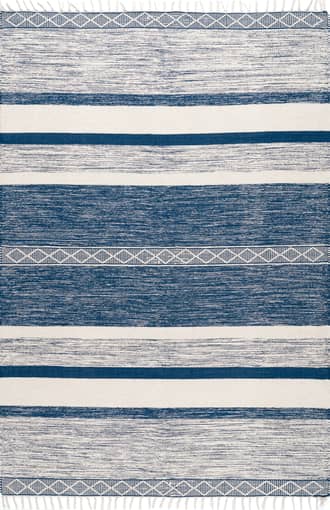 Blue 2' x 8' Shaded Striped Fringe Rug swatch