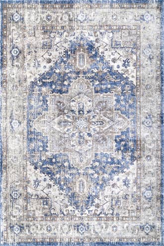 Blue 2' x 3' Katrina Blooming Rosette Rug swatch