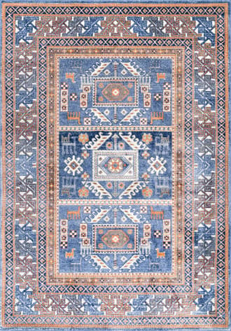 Blue 2' 8" x 8' Paneled Geometric Rug swatch