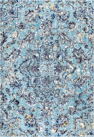 Aqua 2' 8" x 8' Pointelle Paisley Rug swatch