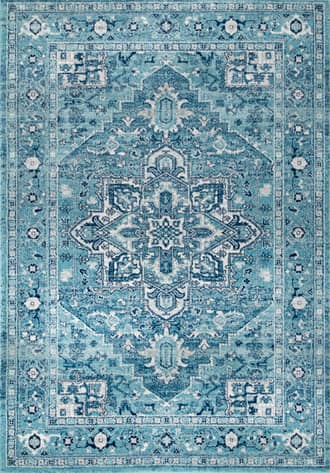 Aqua 4' x 6' Katrina Blooming Rosette Rug swatch
