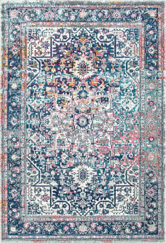 Blue 8' Faded Star Petal Emblem Rug swatch