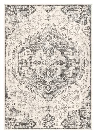 Grey 4' x 6' Frilly Corinthian Medallion Rug swatch