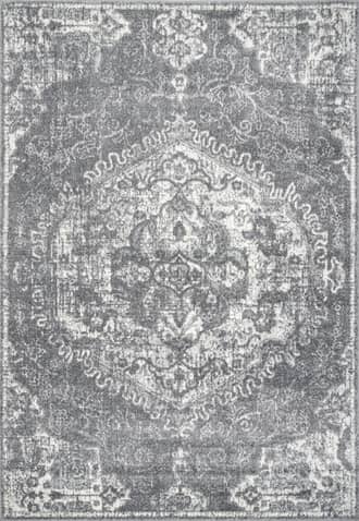 Dark Grey 4' x 6' Frilly Corinthian Medallion Rug swatch