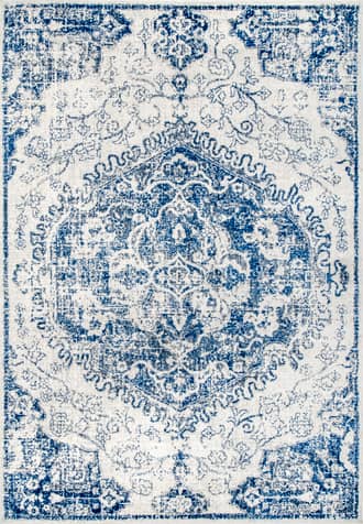 Blue Frilly Corinthian Medallion Rug swatch