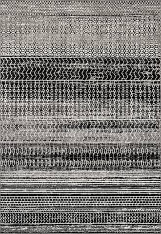 Dark Grey 2' 8" x 8' Banded Abacus And Stripes Rug swatch