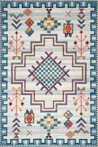 Blue 6' 7" x 9' Crosshatch Aztec Rug swatch
