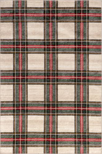 Beige Gabriela Tartan Plaid Washable Rug swatch