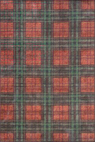 Red 2' x 3' Rosalinda Tartan Plaid Washable Rug swatch