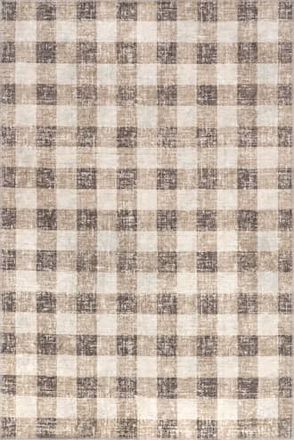 Light Brown 5' x 8' Aubrielle Gingham Plaid Washable Rug swatch