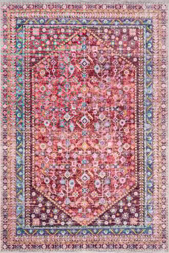 Pink 4' x 6' Sunsari Geometric Washable Rug swatch
