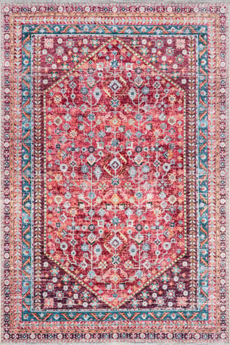 Pink Sunsari Geometric Washable Rug swatch