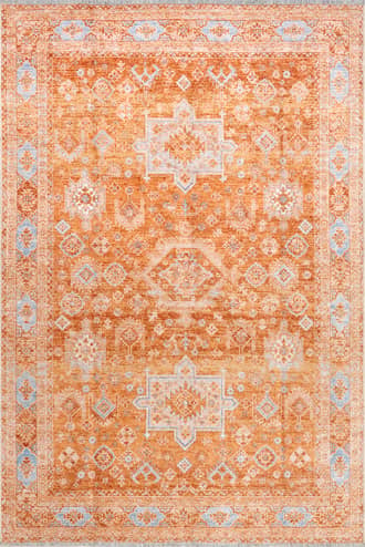 Peach Kaski Medallion Washable Rug swatch