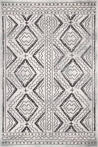 Ivory Bordered Trellis Rug swatch