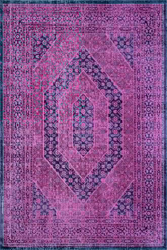 Pink Elaborate Floral Garden Hexagons Rug swatch