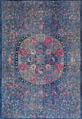 Navy Floral Encompass Mandala Rug swatch