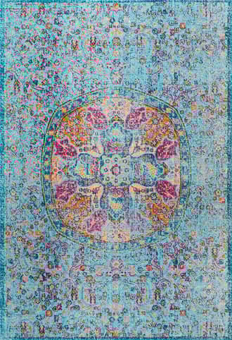 Aqua Floral Encompass Mandala Rug swatch