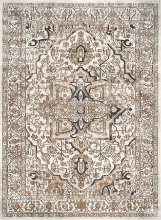 Beige Bordered Medallion Rug swatch