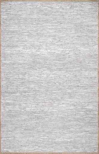 Light Grey Solid Leather Flatweave Rug swatch