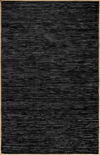 Black Solid Leather Flatweave Rug swatch