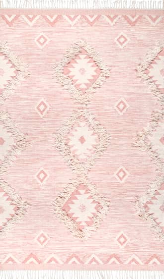 Pink 10' x 13' Shaggy Moroccan Lattice Fringe Rug swatch