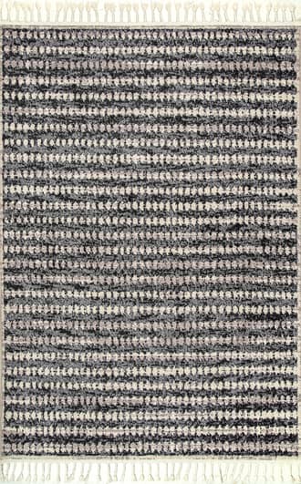 Grey 2' 6" x 8' Freckled Stripes Tassel Rug swatch